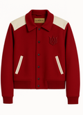 Glexo Wool & Leather Band Bomber Varsity Jacket