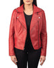 Glowrexs Women's Notch Collar Stylish Biker Leather Jacket