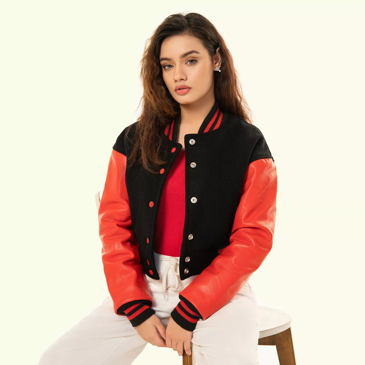 Cropped Letterman Jacket Varsity for Women